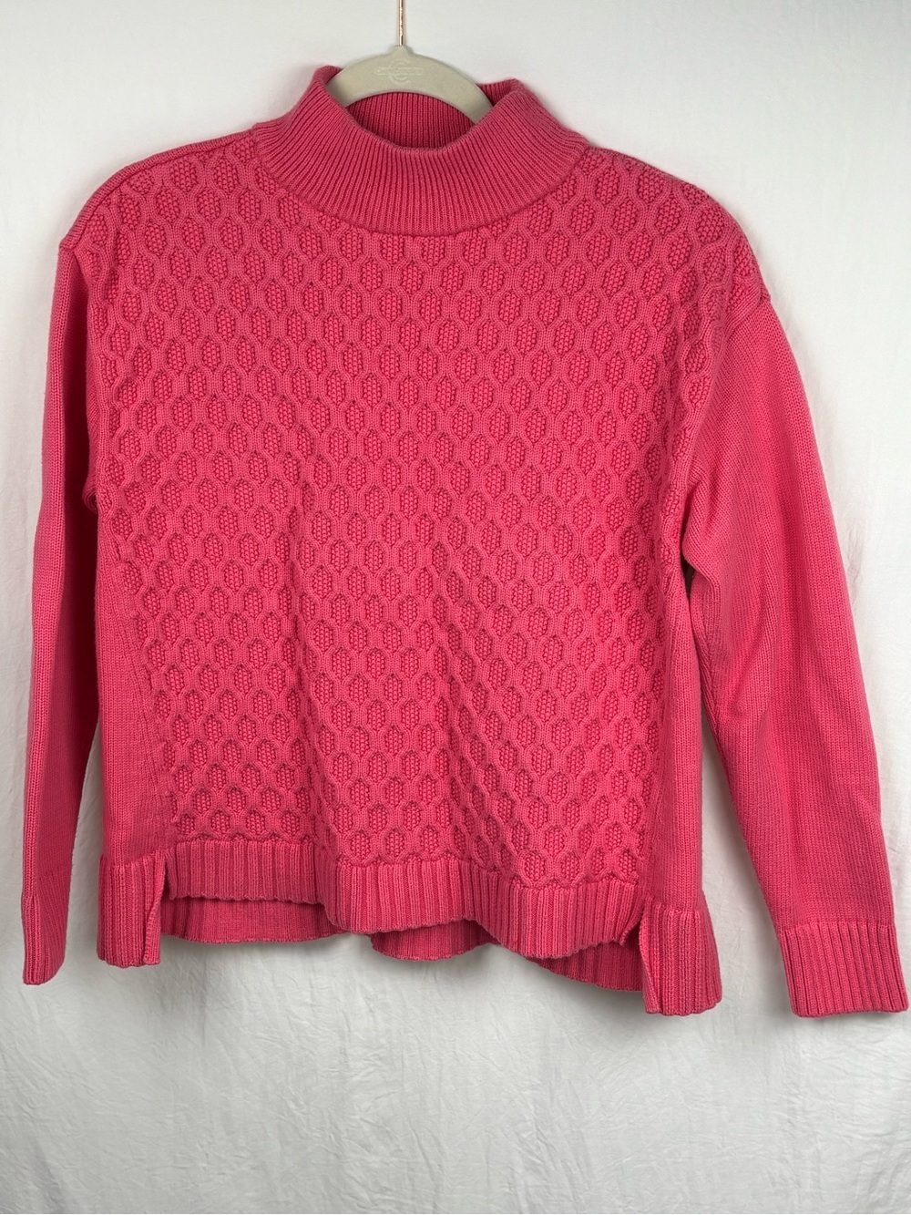 Talbots Women's Large Pink Cable Knit Mock Neck Sweater